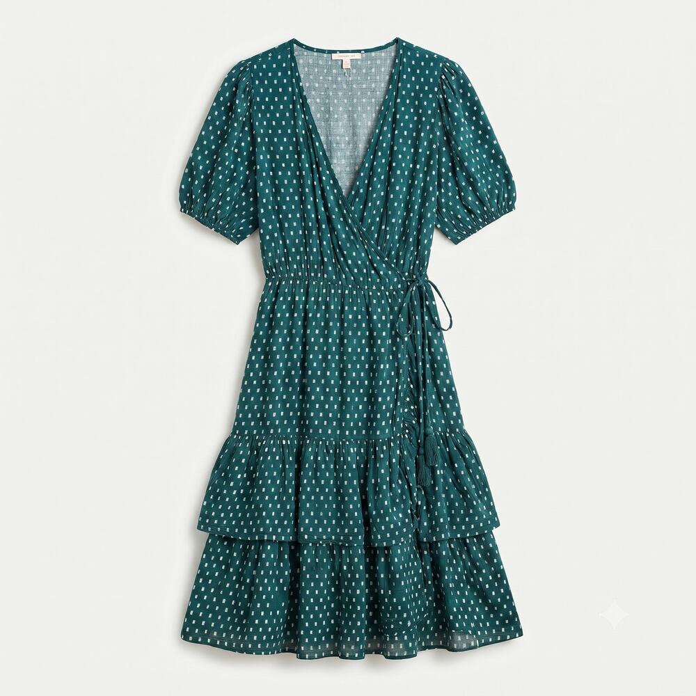 Knox Rose Womens M Boho Cottagecore Romantic Tiered Wrap Maxi Dress Pocket Tie